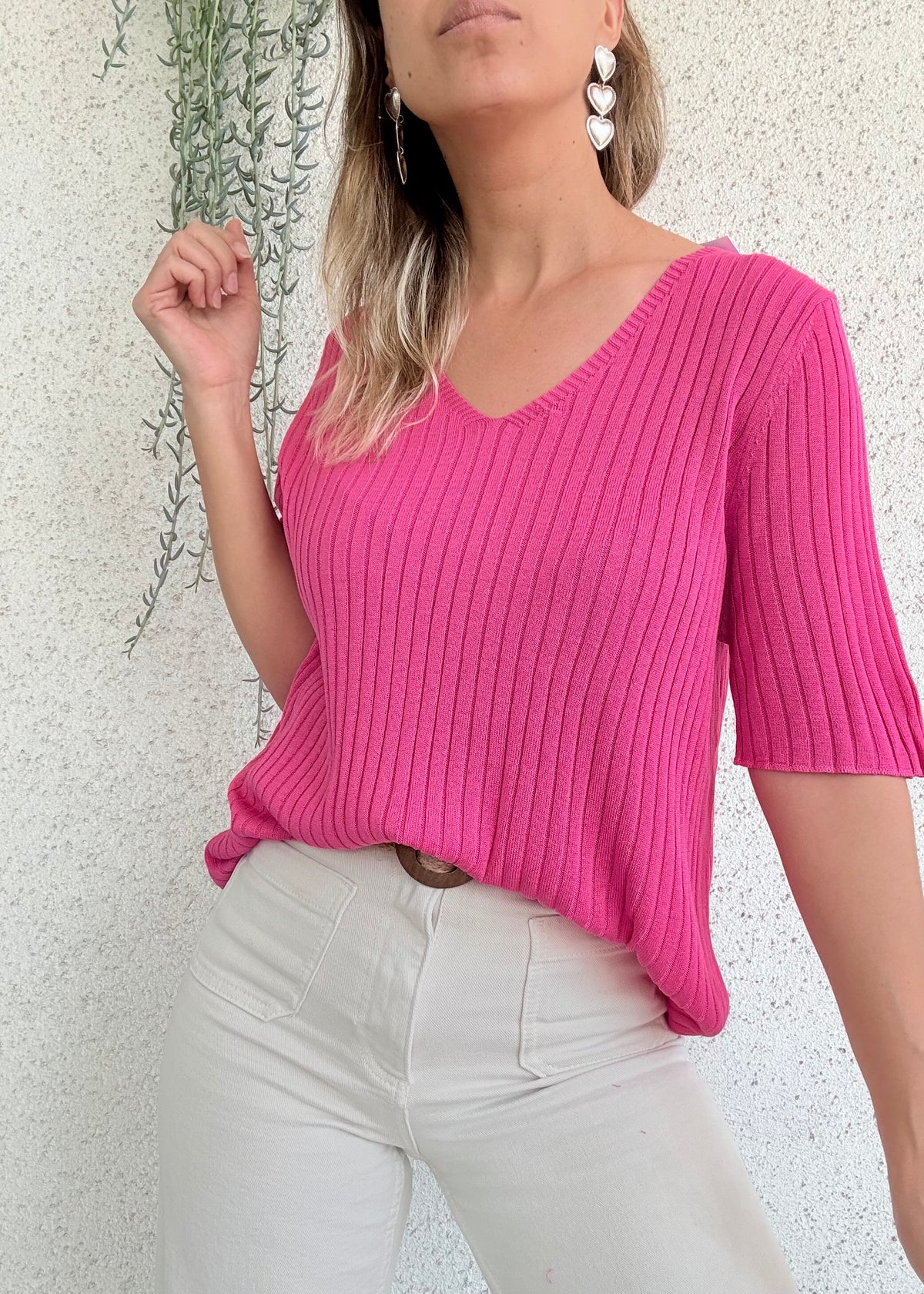 Polera Tejida - Fucsia